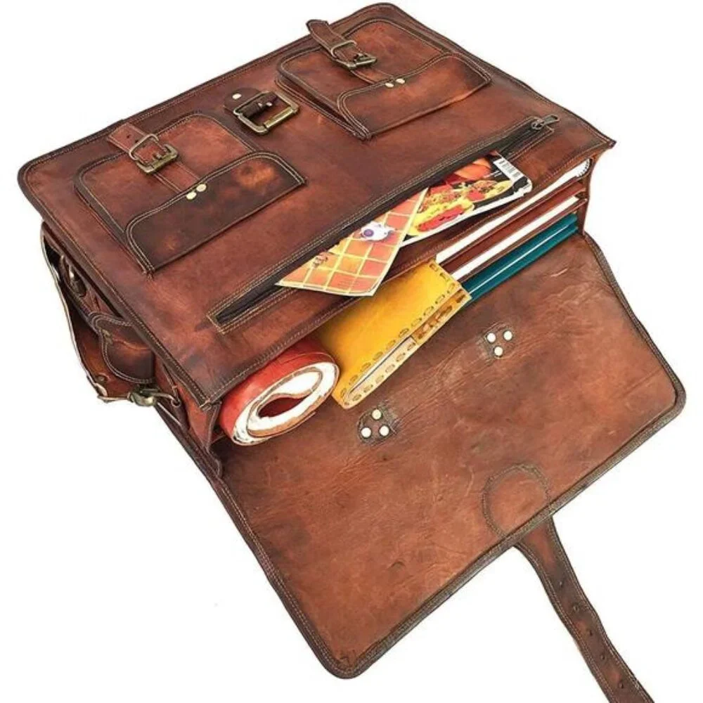 Leather Messenger Bag for Men, 18 Inch Laptop Crossbody, Handmade Leather